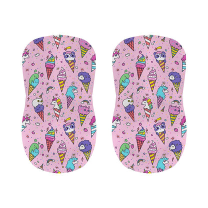 Girly Unicorn Ice Cream Pattern Print Bar Stool Covers