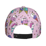 Girly Unicorn Ice Cream Pattern Print Baseball Cap