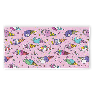 Girly Unicorn Ice Cream Pattern Print Beach Towel