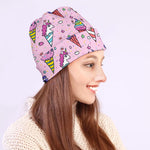 Girly Unicorn Ice Cream Pattern Print Beanie
