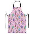 Girly Unicorn Ice Cream Pattern Print Bib Apron With Pocket