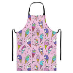Girly Unicorn Ice Cream Pattern Print Bib Apron With Pocket