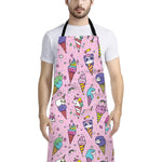 Girly Unicorn Ice Cream Pattern Print Bib Apron With Pocket