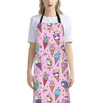 Girly Unicorn Ice Cream Pattern Print Bib Apron With Pocket