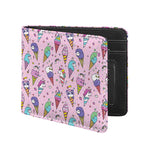 Girly Unicorn Ice Cream Pattern Print Bifold Wallet