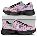Girly Unicorn Ice Cream Pattern Print Black Chunky Shoes