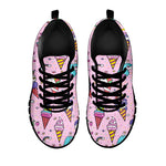 Girly Unicorn Ice Cream Pattern Print Black Running Shoes