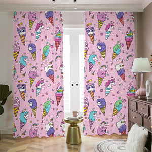 Girly Unicorn Ice Cream Pattern Print Blackout Pencil Pleat Curtains