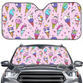 Girly Unicorn Ice Cream Pattern Print Car Windshield Sun Shade