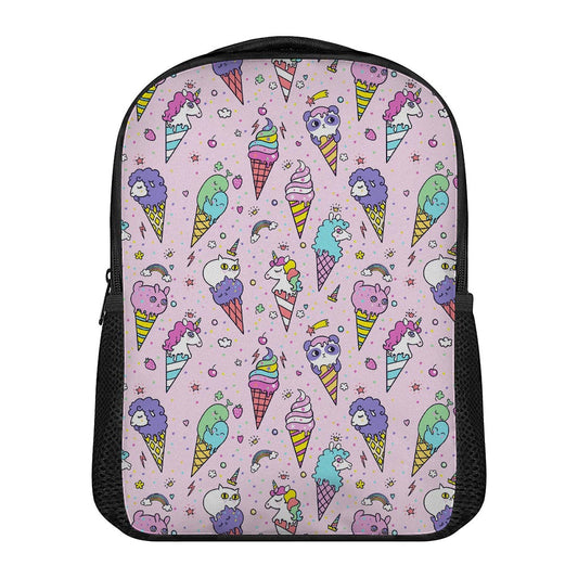 Girly Unicorn Ice Cream Pattern Print Casual Backpack