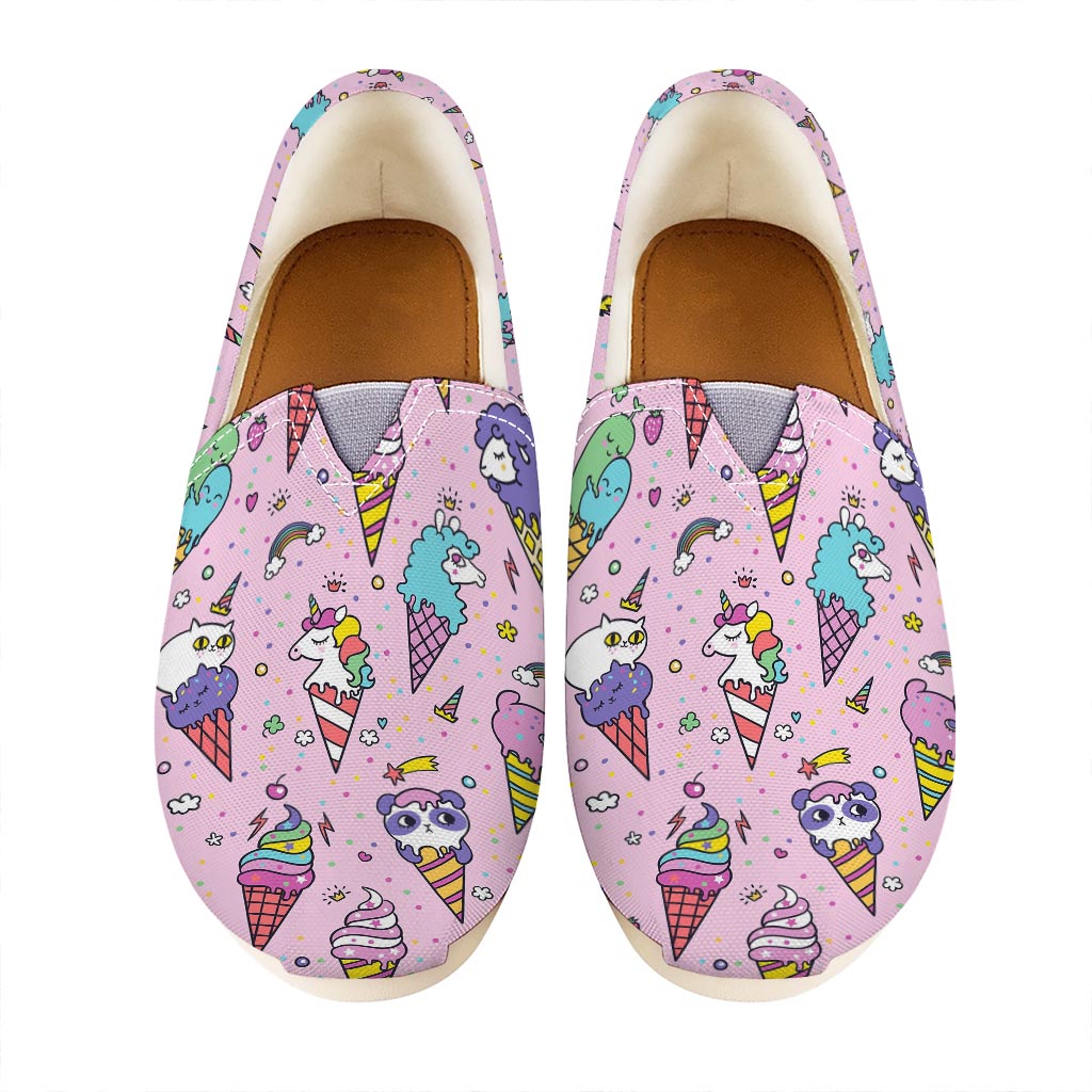 Girly Unicorn Ice Cream Pattern Print Casual Shoes