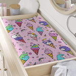 Girly Unicorn Ice Cream Pattern Print Changing Pad Cover