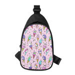 Girly Unicorn Ice Cream Pattern Print Chest Bag