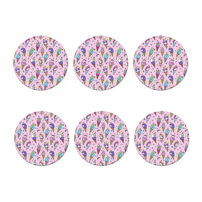 Girly Unicorn Ice Cream Pattern Print Coaster Set