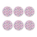 Girly Unicorn Ice Cream Pattern Print Coaster Set