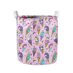 Girly Unicorn Ice Cream Pattern Print Collapsible Laundry Basket