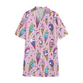 Girly Unicorn Ice Cream Pattern Print Cotton Hawaiian Shirt