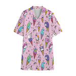 Girly Unicorn Ice Cream Pattern Print Cotton Hawaiian Shirt