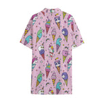 Girly Unicorn Ice Cream Pattern Print Cotton Hawaiian Shirt