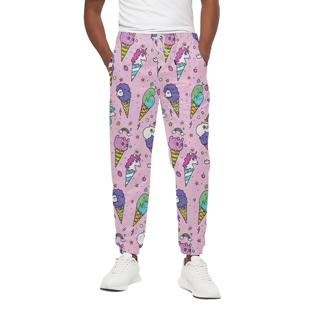 Girly Unicorn Ice Cream Pattern Print Cotton Pants