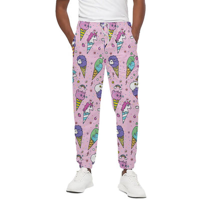 Girly Unicorn Ice Cream Pattern Print Cotton Pants