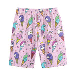 Girly Unicorn Ice Cream Pattern Print Cotton Shorts
