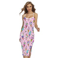 Girly Unicorn Ice Cream Pattern Print Cross Back Cami Dress