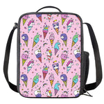 Girly Unicorn Ice Cream Pattern Print Crossbody Lunch Bag