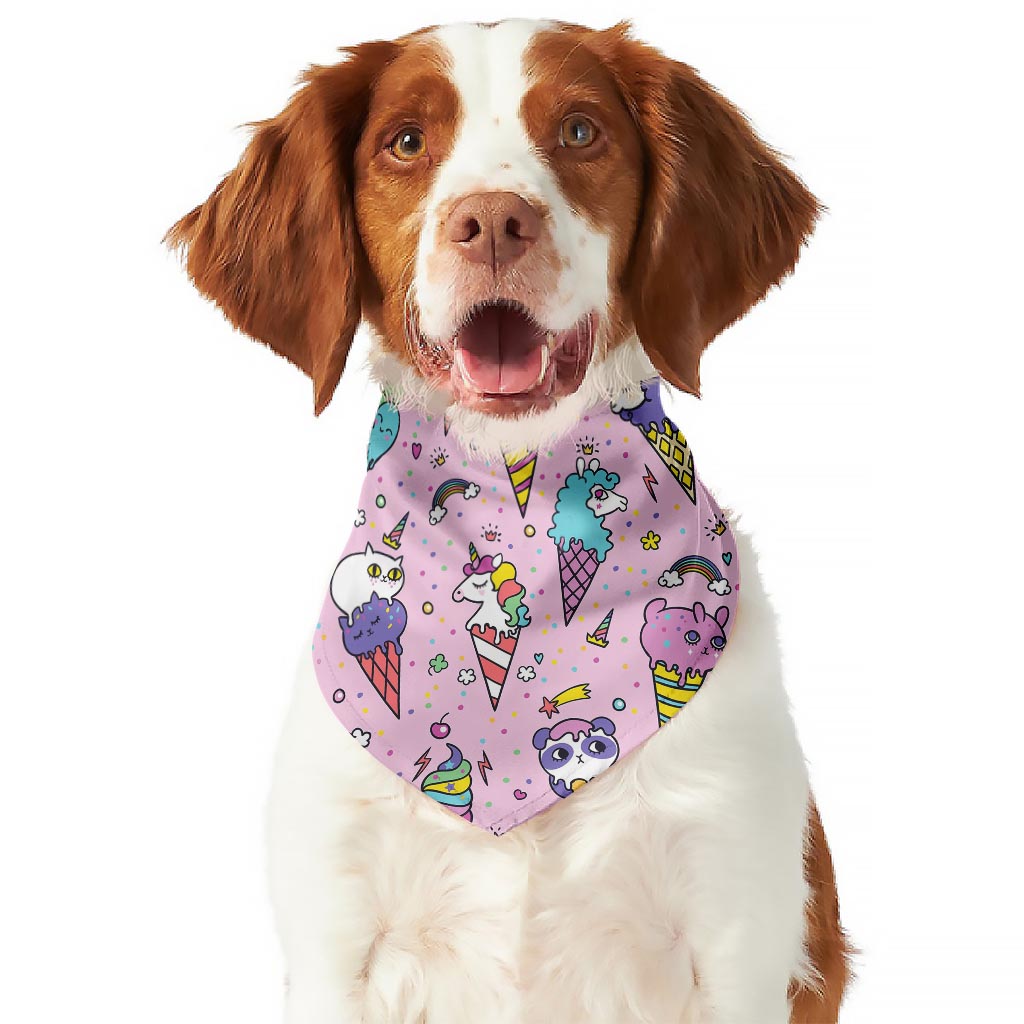 Girly Unicorn Ice Cream Pattern Print Dog Bandana