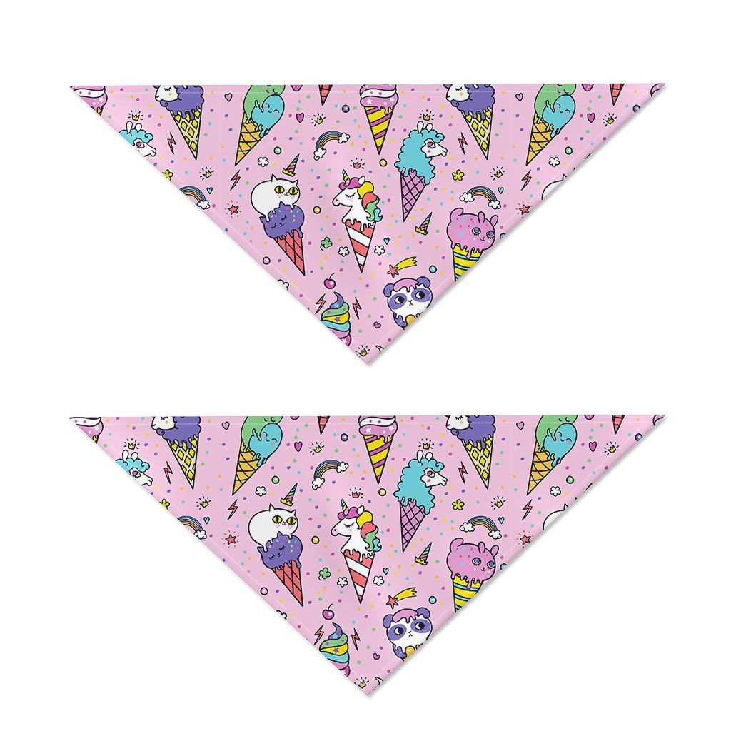 Girly Unicorn Ice Cream Pattern Print Dog Bandana