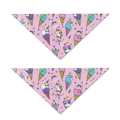 Girly Unicorn Ice Cream Pattern Print Dog Bandana