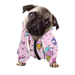 Girly Unicorn Ice Cream Pattern Print Dog Zip Up Hoodie