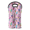 Girly Unicorn Ice Cream Pattern Print Double Neoprene Wine Tote