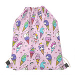 Girly Unicorn Ice Cream Pattern Print Drawstring Bag