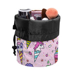 Girly Unicorn Ice Cream Pattern Print Drawstring Makeup Bag