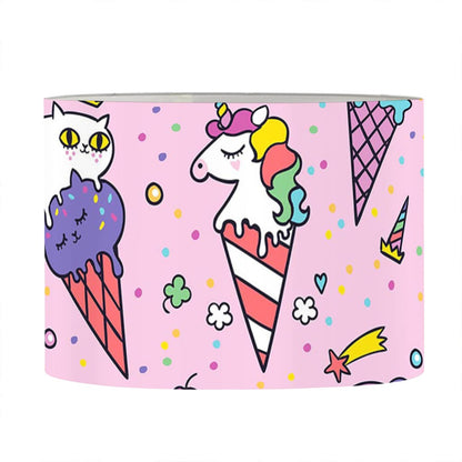 Girly Unicorn Ice Cream Pattern Print Drum Lamp Shade