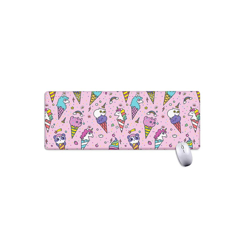 Girly Unicorn Ice Cream Pattern Print Extended Mouse Pad