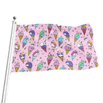 Girly Unicorn Ice Cream Pattern Print Flag