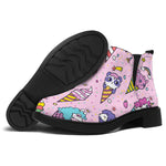 Girly Unicorn Ice Cream Pattern Print Flat Ankle Boots