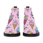 Girly Unicorn Ice Cream Pattern Print Flat Ankle Boots