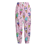 Girly Unicorn Ice Cream Pattern Print Fleece Lined Knit Pants