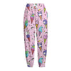 Girly Unicorn Ice Cream Pattern Print Fleece Lined Knit Pants