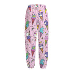 Girly Unicorn Ice Cream Pattern Print Fleece Lined Knit Pants