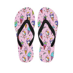 Girly Unicorn Ice Cream Pattern Print Flip Flops