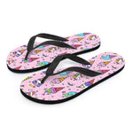 Girly Unicorn Ice Cream Pattern Print Flip Flops