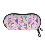 Girly Unicorn Ice Cream Pattern Print Glasses Case
