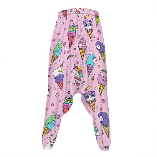Girly Unicorn Ice Cream Pattern Print Hammer Pants