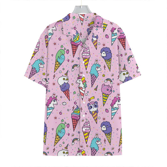Girly Unicorn Ice Cream Pattern Print Hawaiian Shirt
