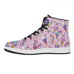 Girly Unicorn Ice Cream Pattern Print High Top Leather Sneakers