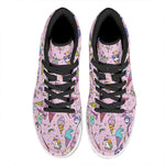 Girly Unicorn Ice Cream Pattern Print High Top Leather Sneakers